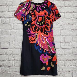 Trina Turk Natasha Point Bonita Paisley Short Sleeve Shift Dress Sz 0